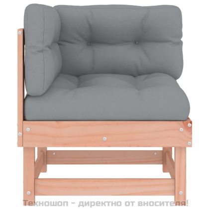 Ъглов диван с възглавници, дугласко дърво масив