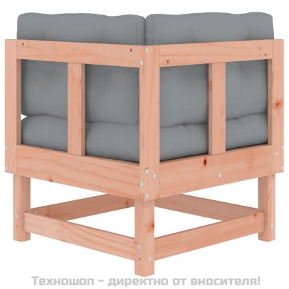 Ъглов диван с възглавници, дугласко дърво масив