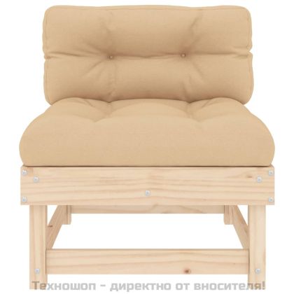 Среден диван с възглавници, борово дърво масив