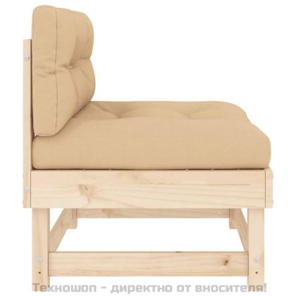 Среден диван с възглавници, борово дърво масив