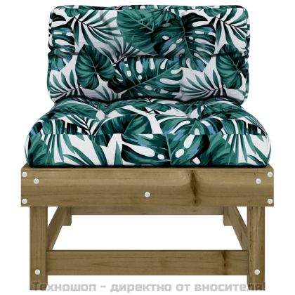 Среден диван с възглавници, импрегнирано борово дърво