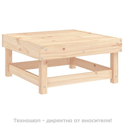 Градинска табуретка с възглавница, борова дървесина масив