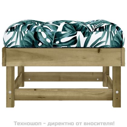Градинска табуретка с възглавница, импрегнирано борово дърво