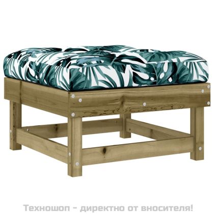 Градинска табуретка с възглавница, импрегнирано борово дърво