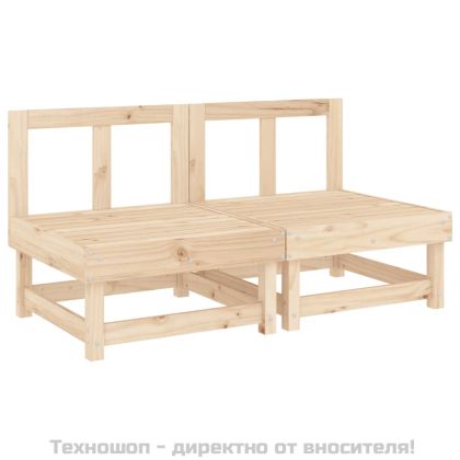 Средни дивани с възглавници, 2 бр, борово дърво масив
