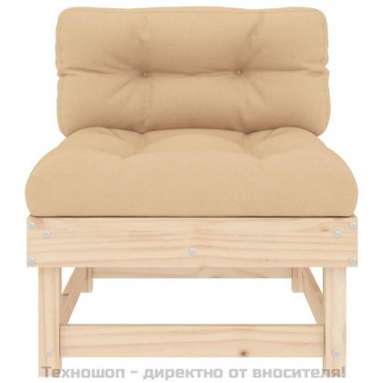 Средни дивани с възглавници, 2 бр, борово дърво масив