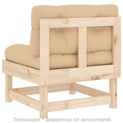 Средни дивани с възглавници, 2 бр, борово дърво масив