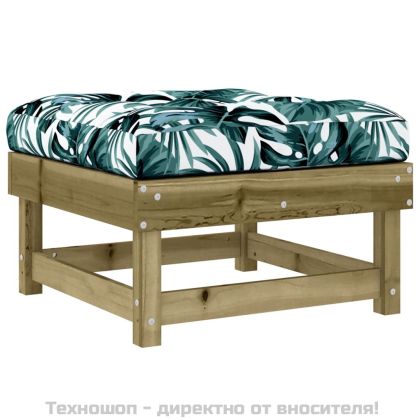 Градински табуретки с възглавници, 2 бр, импрегниран бор
