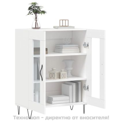 Сайдборд, бял, 69,5x34x90 см, инженерно дърво