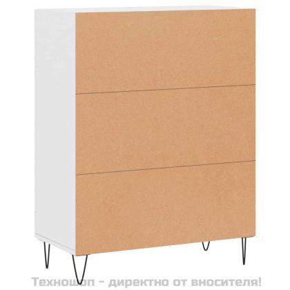 Сайдборд, бял, 69,5x34x90 см, инженерно дърво