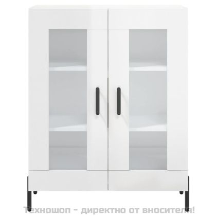 Сайдборд, бял гланц, 69,5x34x90 см, инженерно дърво