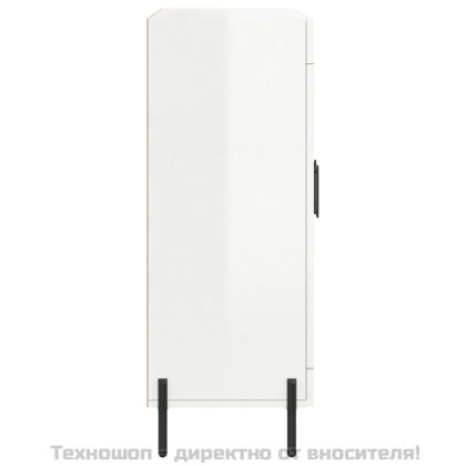 Сайдборд, бял гланц, 69,5x34x90 см, инженерно дърво