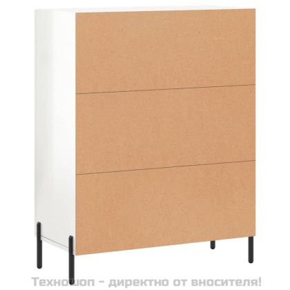 Сайдборд, бял гланц, 69,5x34x90 см, инженерно дърво