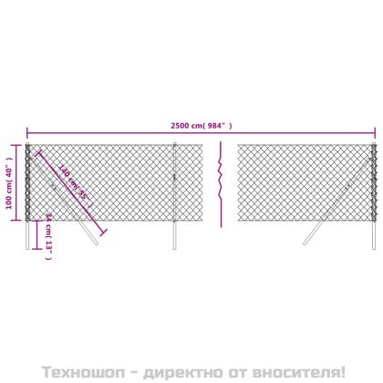 Плетена оградна мрежа, зелена, 1x25 м