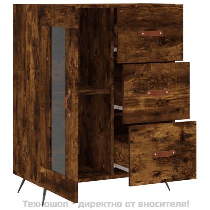 Сайдборд, опушен дъб, 69,5x34x90 см, инженерно дърво