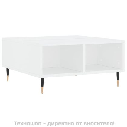 Кафе маса, бяла, 60x60x30 см, инженерно дърво