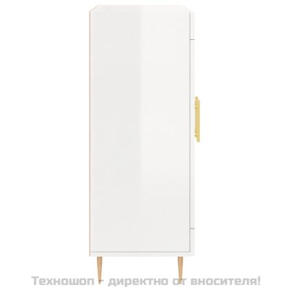 Сайдборд, бял гланц, 69,5x34x90 см, инженерно дърво