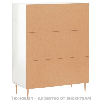 Сайдборд, бял гланц, 69,5x34x90 см, инженерно дърво