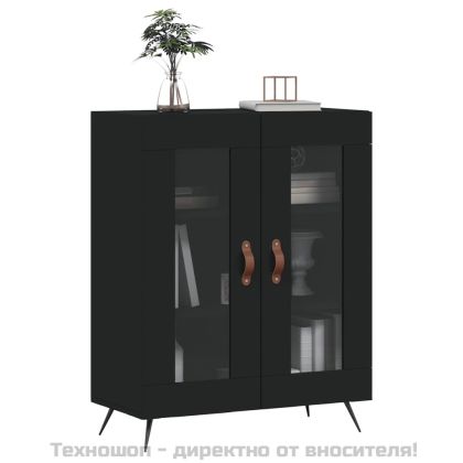 Сайдборд, черен, 69,5x34x90 см, инженерно дърво