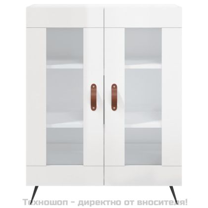 Сайдборд, бял гланц, 69,5x34x90 см, инженерно дърво