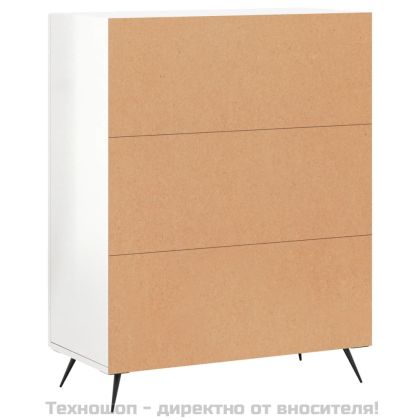 Сайдборд, бял гланц, 69,5x34x90 см, инженерно дърво