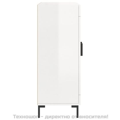 Сайдборд, бял гланц, 69,5x34x90 см, инженерно дърво