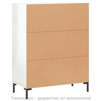 Сайдборд, бял гланц, 69,5x34x90 см, инженерно дърво