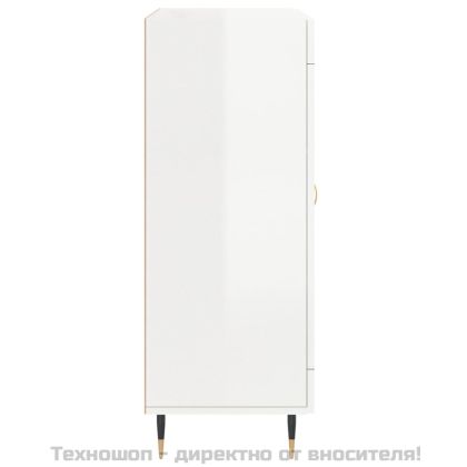 Сайдборд, бял гланц, 69,5x34x90 см, инженерно дърво