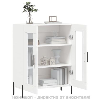 Сайдборд, бял, 69,5x34x90 см, инженерно дърво