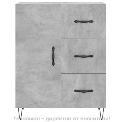 Сайдборд, бетонно сив, 69,5x34x90 см, инженерно дърво