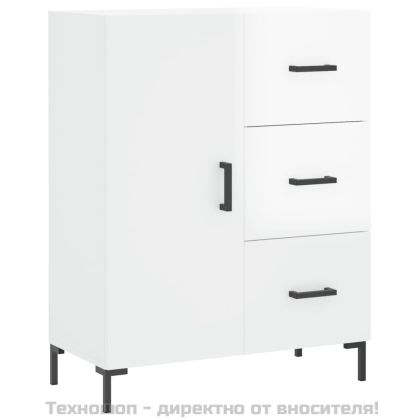 Сайдборд, бял гланц, 69,5x34x90 см, инженерно дърво