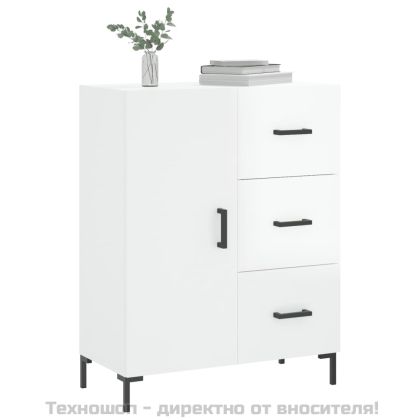 Сайдборд, бял гланц, 69,5x34x90 см, инженерно дърво