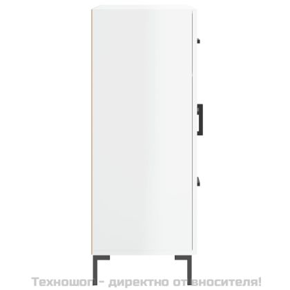 Сайдборд, бял гланц, 69,5x34x90 см, инженерно дърво