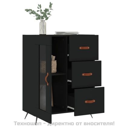 Сайдборд, черен, 69,5x34x90 см, инженерно дърво