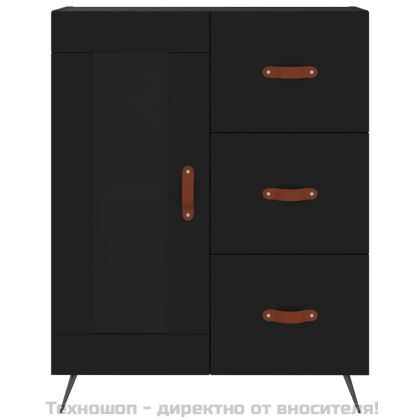 Сайдборд, черен, 69,5x34x90 см, инженерно дърво