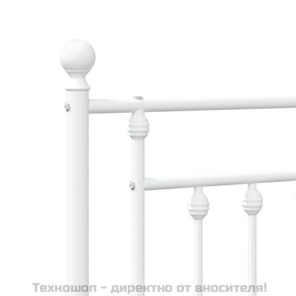 Метална рамка за легло с горна и долна табла, бяла, 200x200 см