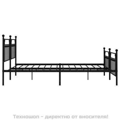 Метална рамка за легло с горна и долна табла, черна, 200x200 см
