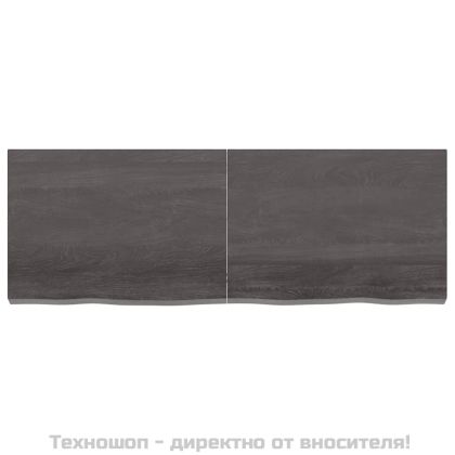 Стенен рафт тъмнокафяв 140x50x(2-6) см обработен масивен дъб