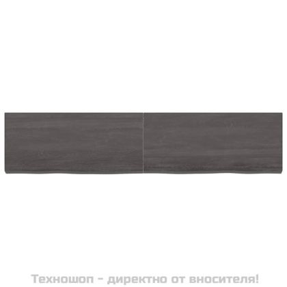 Стенен рафт тъмнокафяв 180x40x(2-6) см обработен масивен дъб