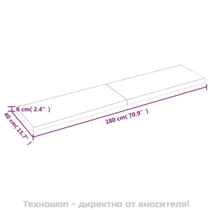 Стенен рафт тъмнокафяв 180x40x(2-6) см обработен масивен дъб
