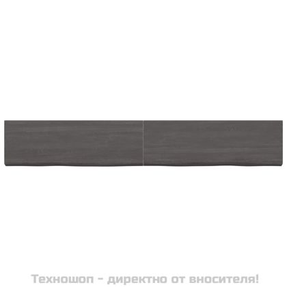 Стенен рафт тъмнокафяв 180x40x(2-4) см обработен масивен дъб