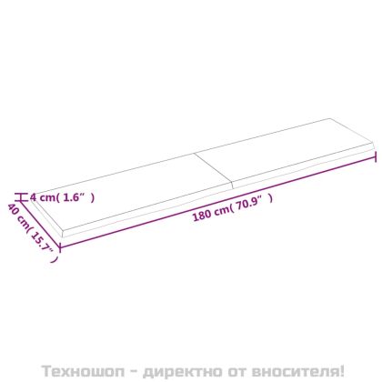 Стенен рафт тъмнокафяв 180x40x(2-4) см обработен масивен дъб
