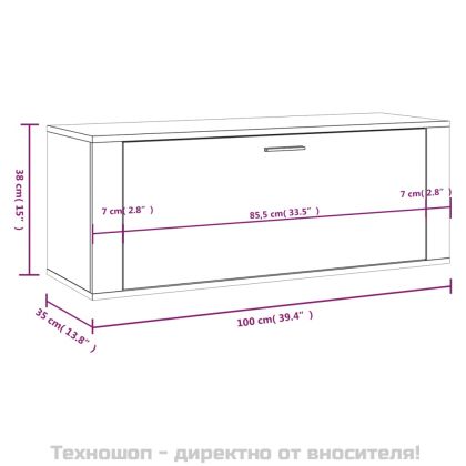 Шкаф за обувки, дъб сонома, 100x35x38 см, инженерно дърво