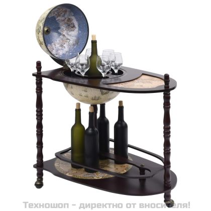 Свободностоящ глобус бар стойка за вино, евкалипт, зелен