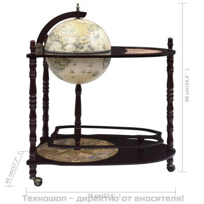Свободностоящ глобус бар стойка за вино, евкалипт, зелен