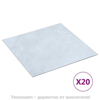 Самозалепващи подови дъски 20 бр PVC 1,86 м² бял мрамор