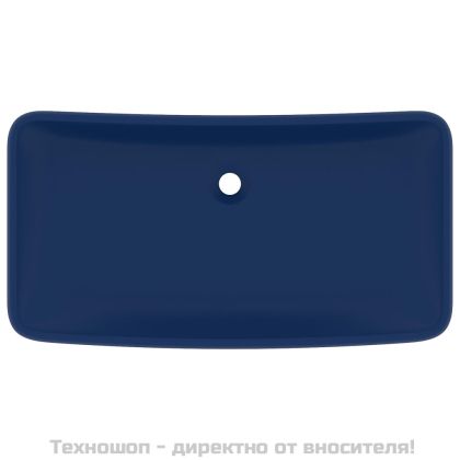 Луксозна правоъгълна мивка матово тъмносиня 71x38 см керамика