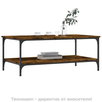 Кафе маса, опушен дъб, 100x55x40 см, инженерно дърво