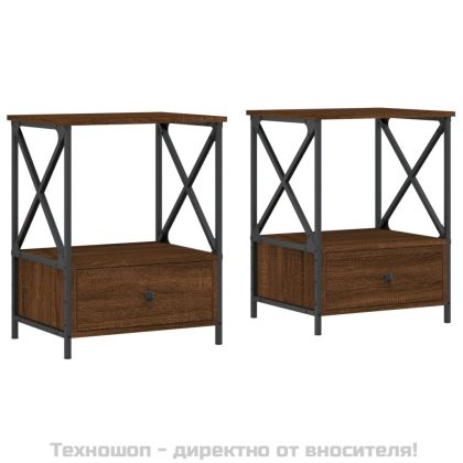Нощни масички, 2 бр, кафяв дъб, 50x41x65 см, инженерно дърво
