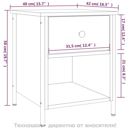 Нощни шкафчета 2 бр кафяв дъб 40x42x50 см инженерно дърво